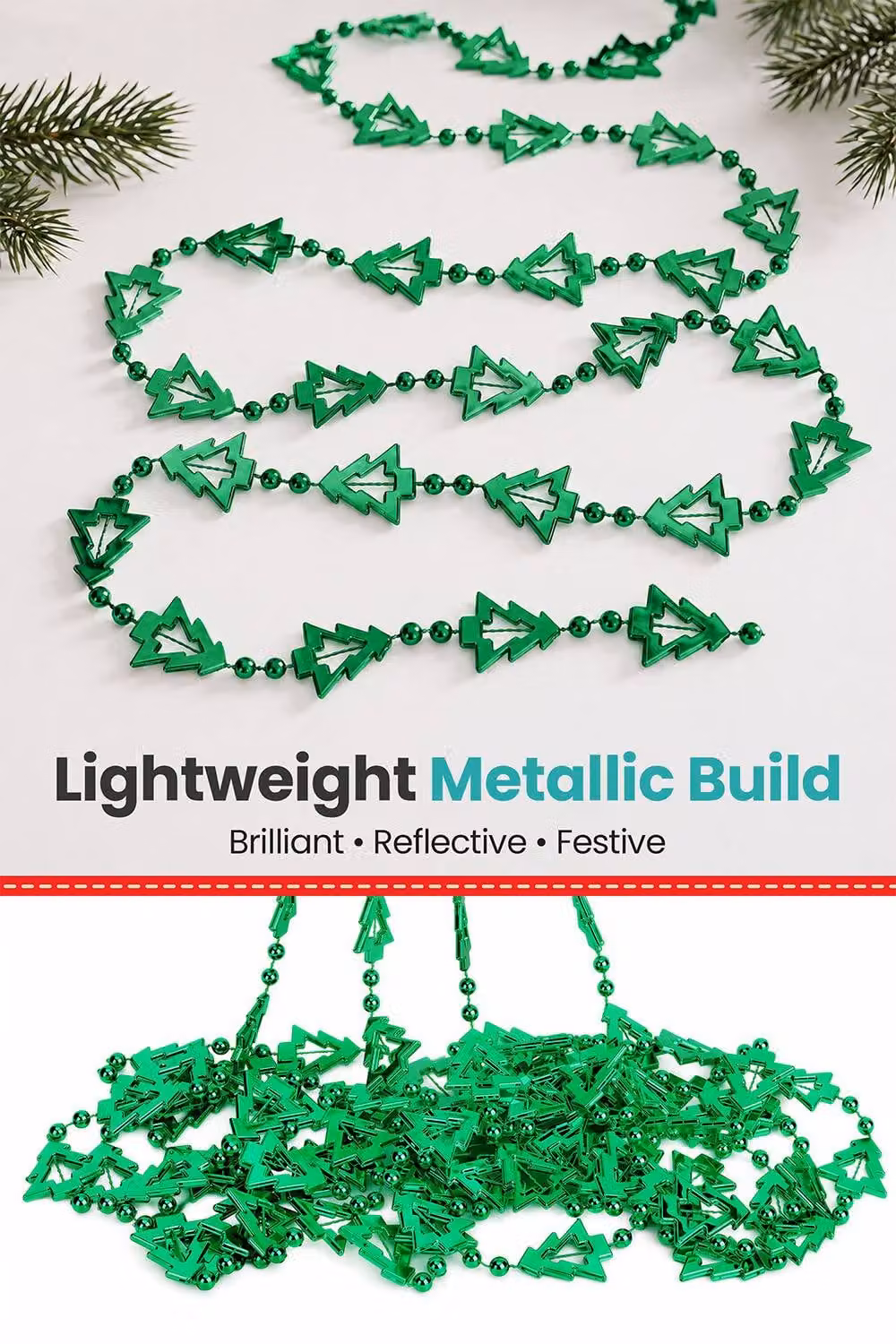 Neel Blue 5m Metallic Christmas Tree Bead Garland in Green and Blue – 4