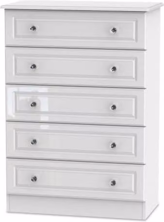 Welcome Balmoral White High Gloss 5 Drawer Chest of Drawers