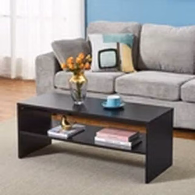 EONLION 2-Tier Black Modern Coffee Table and Side Table