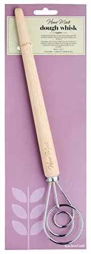 KitchenCraft Home Made Danish Dough Whisk, Silver Stainless Steel and Wood, Length: 36 cm – 2