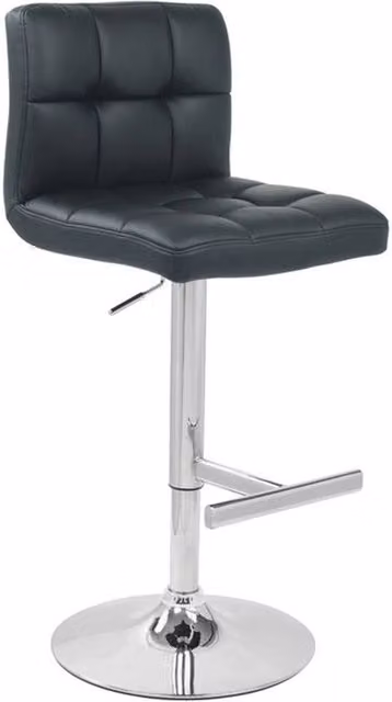 netfurniture Azagi Chrome Real Leather Bar Stool - Black, H 113 x W 46 x D 47 cm