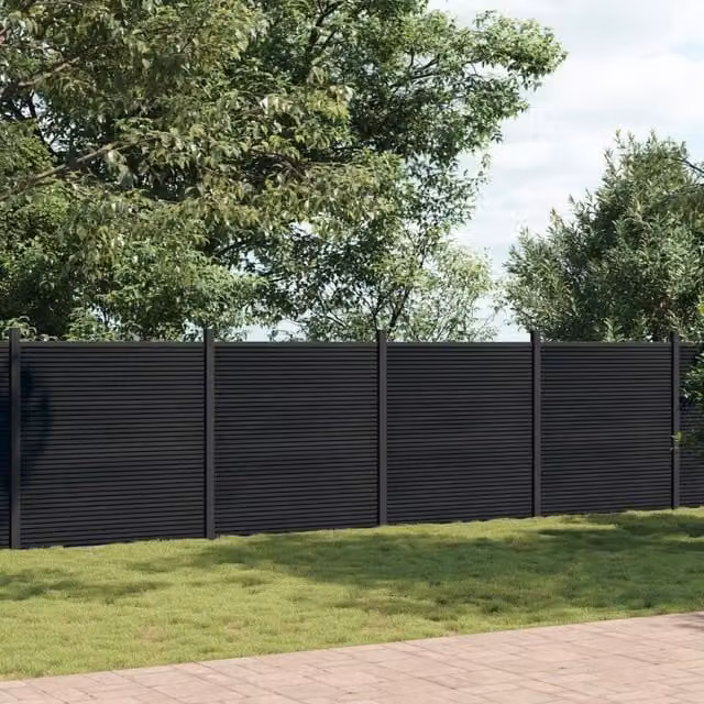 Berkfield Home Grey WPC and Aluminium Fence Panel, W: 872 cm, H: 186 cm – 1