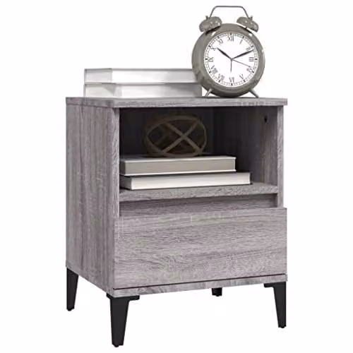 vidaXL Set of 2 Grey Sonoma Bedside Cabinets, W/D/H: 40 x 35 x 50 cm – 4