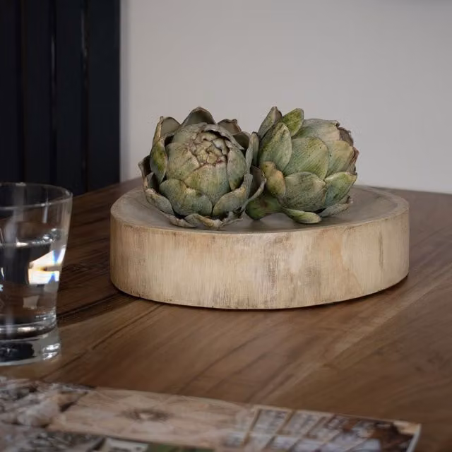 KDMK Organic Mango Wood Trinket Dish in Brown and Beige