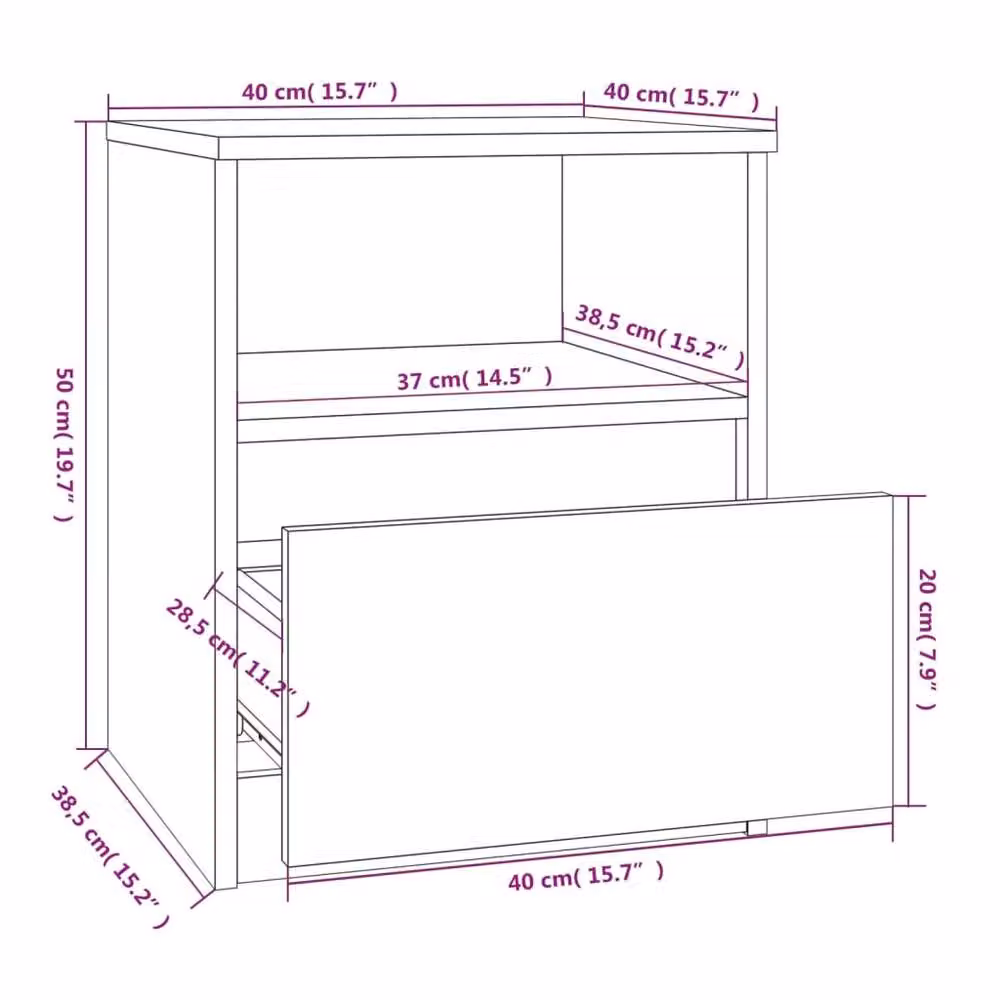 Berkfield Home Bedside Cabinet in Grey Sonoma, W/D/H: 40 x 40 x 50 cm – 3
