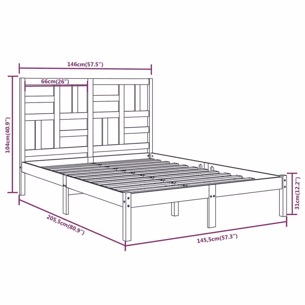 Berkfield Home Solid Wood Pine Bed Frame, Brown, W: 140 cm, L: 200 cm – 2