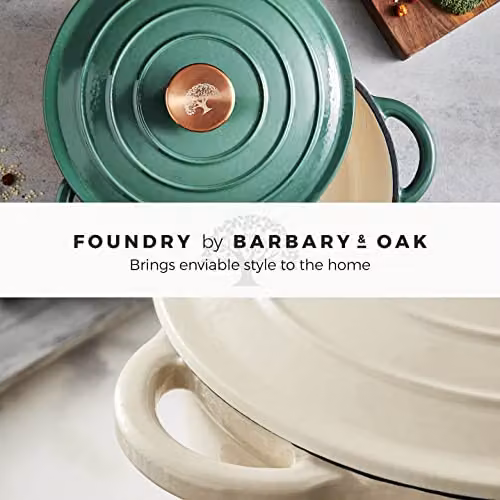 Tower Enamelled Cast Iron Casserole Pan, Green, Diameter: 24 cm – 9