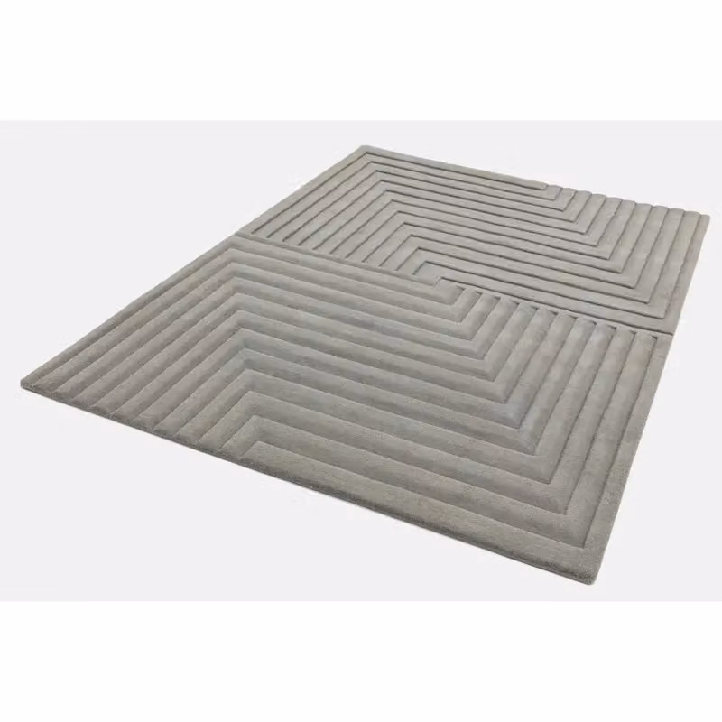 The Rug Shop UK Silver Handmade Optical 3D Abstract Wool Area Rug, W: 290 cm, D: 200 cm – 2