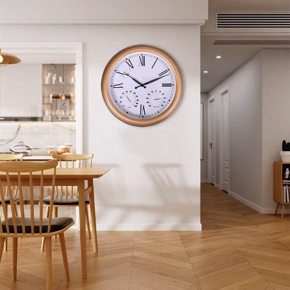 PAWNORA Brown Round Outdoor Garden Wall Clock, Diameter: 38.1 cm – 3