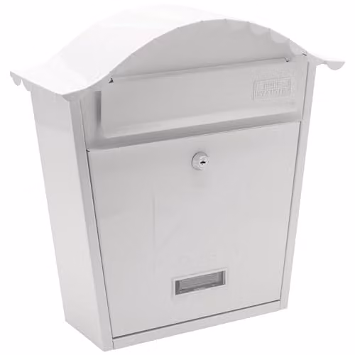 Burg-Wächter MB01 White Steel Enamel Wall Mounted Lockable Weatherproof Letterbox W/D/H: 36 x 37 x 13 cm