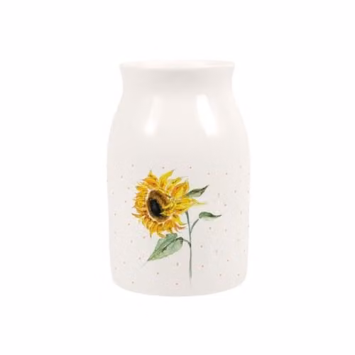 Purely Home Watercolour Sunflower Small Porcelain Vase in White and Yellow