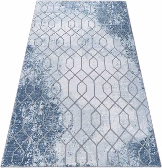 RugsX Valencia Blue Geometric Modern Rectangular Rug W: 80 cm, L: 150 cm