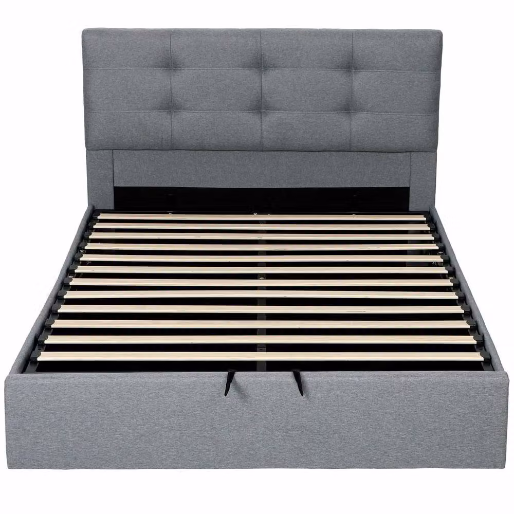 FORGEVIO Upholstered Ottoman Bed Frame in Grey, W/D/H: 180 x 200 cm – 2