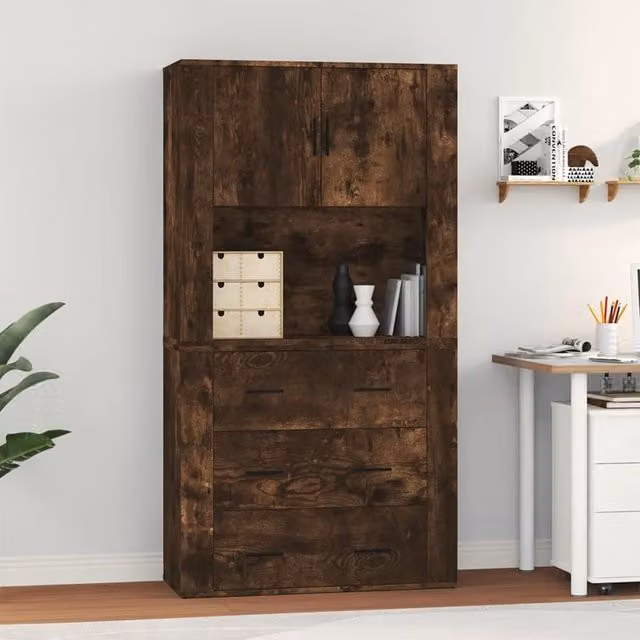 Berkfield Home Smoked Oak Highboard in Brown