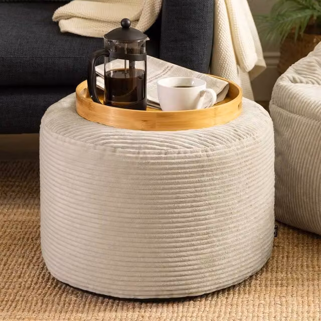 icon Milano Bean Bag Footstool in Beige Corduroy – 2
