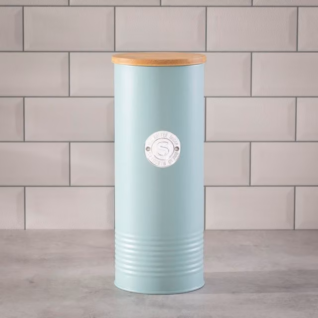 Homiu Pasta Storage Jar in Petrol Teal with Silver Metal Accents