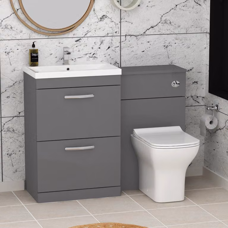 Royal Bathrooms Turin 2-Drawer Glossy Grey Vanity Unit W: 110 cm