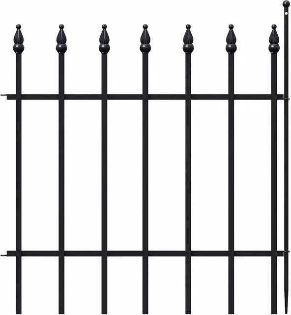 KORVIXA Black Powder-Coated Metal Decorative Garden Fencing Panel