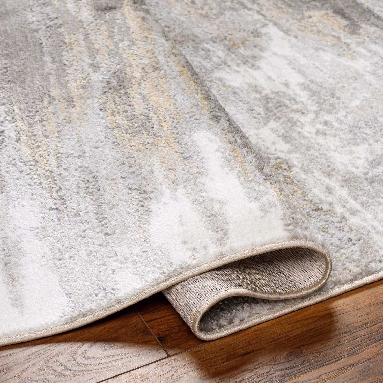 Livabliss San Francisco Modern Abstract Marble Living and Dining Rug in Grey and Yellow, W: 200 cm, D: 275 cm – 3