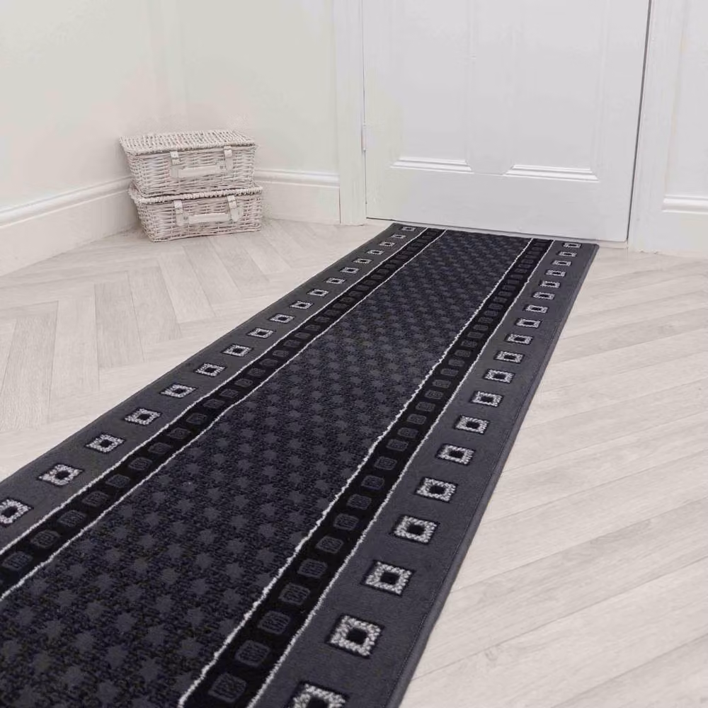 runrug Caesar Hallway Carpet Runner Rug in Dark Grey, W: 60 cm, L: 180 cm – 4
