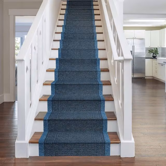 runrug Aztec Stair Runner Carpet, Blue, W: 66 cm, L: 540 cm – 1