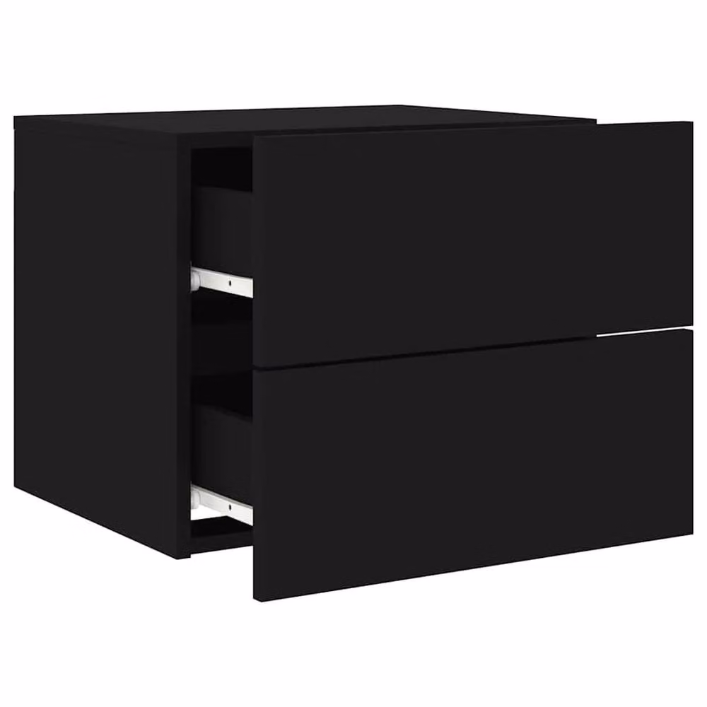 Berkfield Home Wall-mounted Bedside Cabinet with Integrated LED Lights, Black, W: 39.0 cm, H: 50.0 cm, D: 41.0 cm – 5