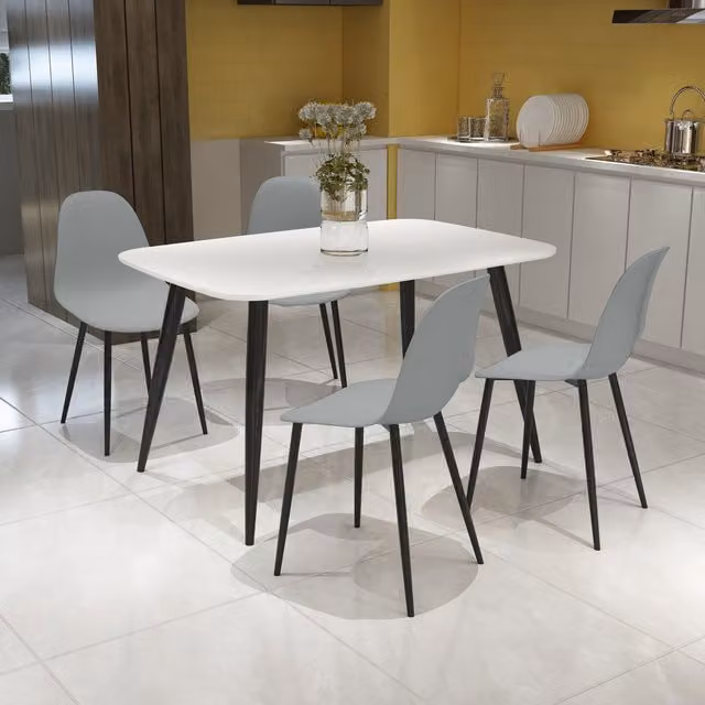 Core Products Ltd Pair of Curve Modern Plastic and Metal Dining Chairs in Light Grey and Black