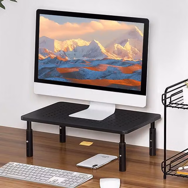 Garden Sanctuary Modern Matt Black Metal Monitor Stand Riser