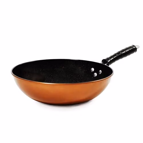 Carter & Clay Copper Finish Non Stick Carbon Steel Wok, 30 cm