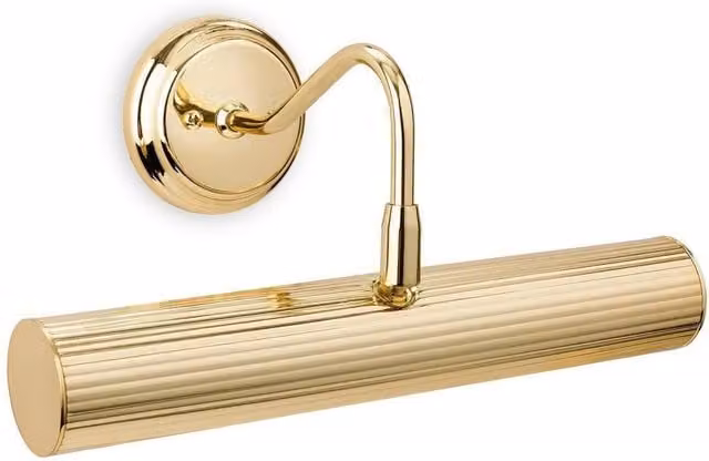 Netlighting Reeded 2 Light Picture Wall Light in Polished Brass Gold with E14 Base