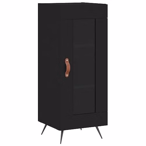 vidaXL Black Classic Sideboard with Glass Doors, W/D/H: 34.5 x 34 x 90 cm