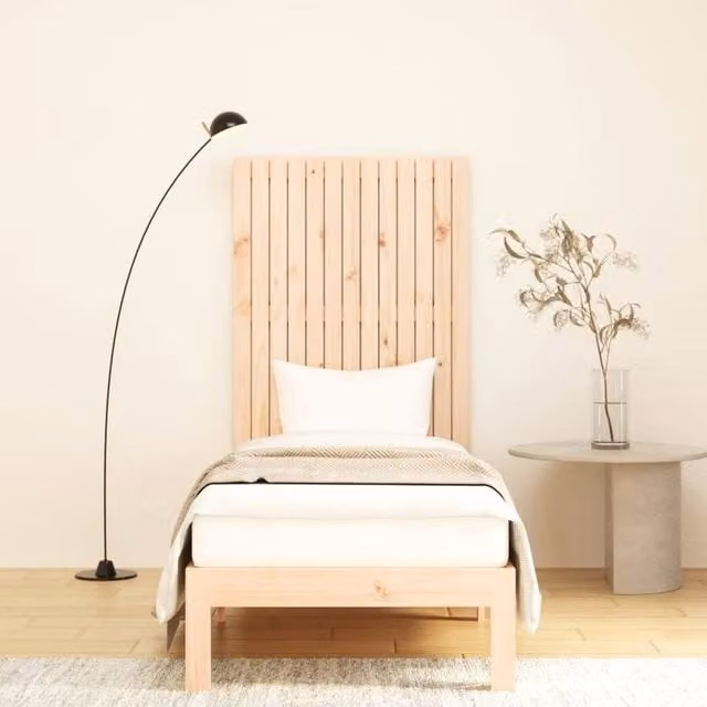Berkfield Home Solid Wood Pine Wall Headboard, Light Brown, W: 110 cm, H: 82.5 cm, D: 3 cm