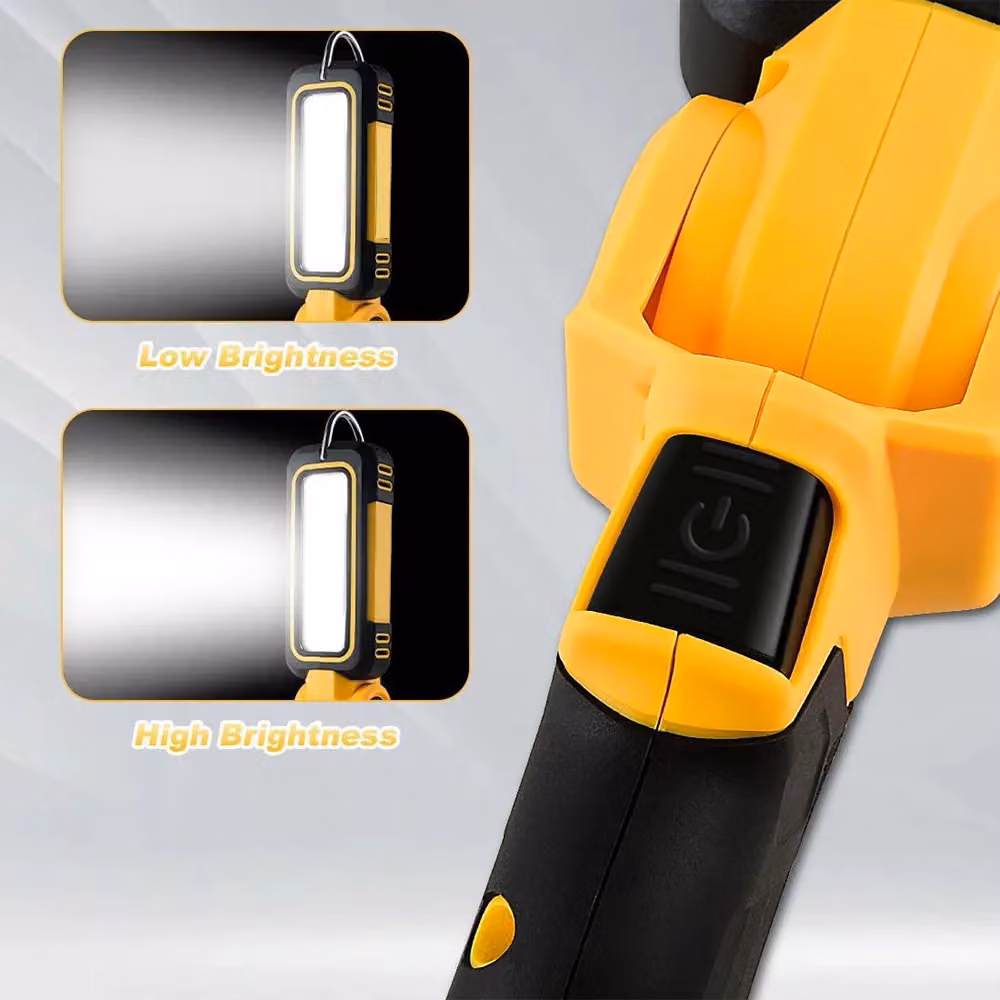 Hinsinc 140 Degree Rotating Handheld LED Work Light, Cordless Yellow Torch for Dewalt 18V 20V Batteries – 8