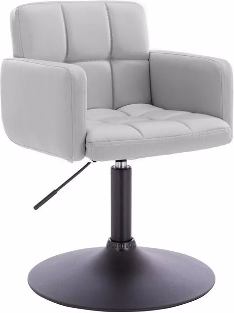 FORGEVIO Grey Faux Leather Dressing Table Chair with Metal Frame and Soft Cylindrical Seat – 1