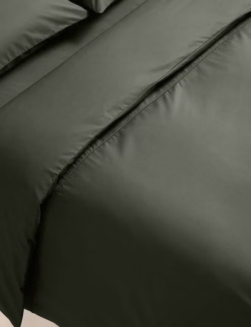 M&S Egyptian Cotton 230 Thread Count Percale Duvet Cover in Green