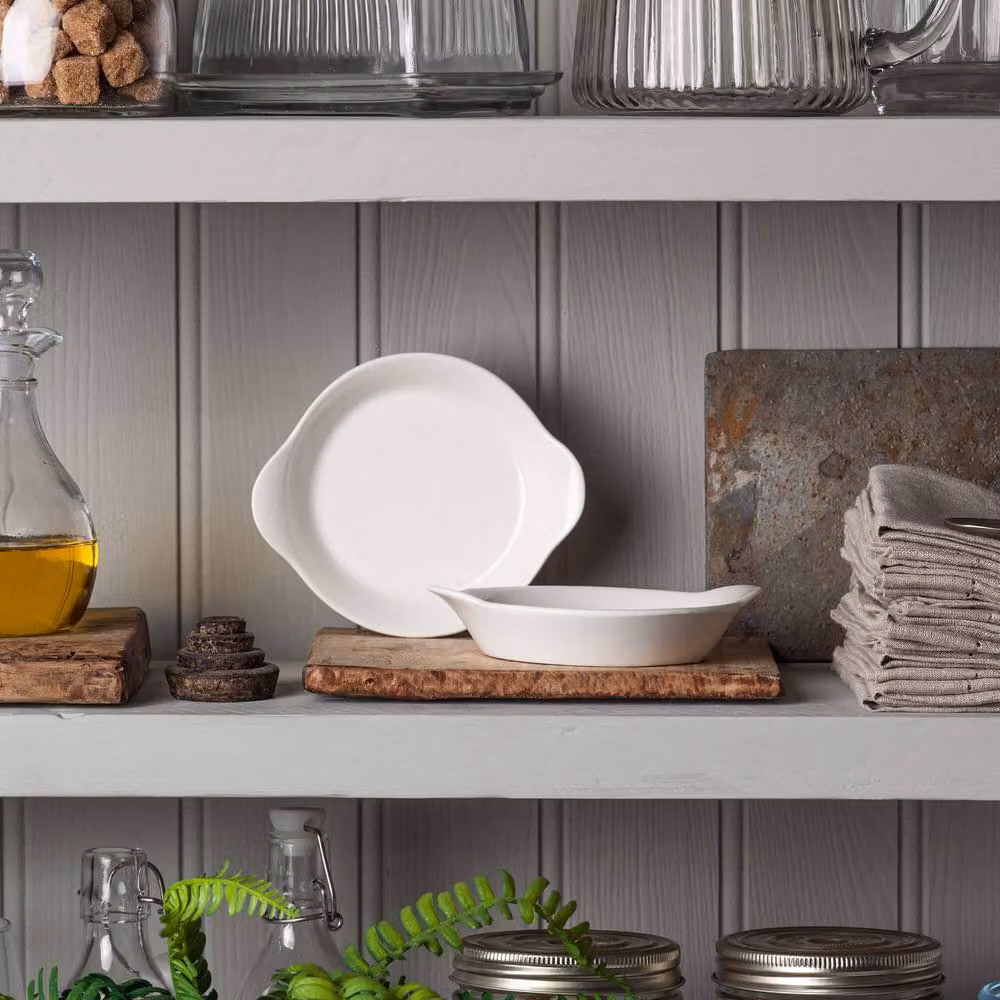 WM Bartleet & Sons Porcelain Round Gratin Dish Set of 2, White, Diameter: 15 cm – 2