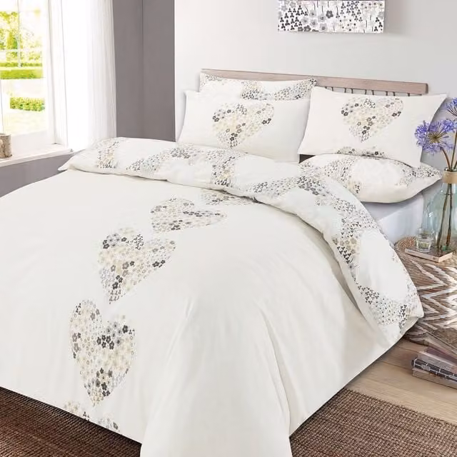 Dreamscene Reversible Floral Duvet Cover and Pillowcase Set, Yellow, W/D/H: 180 x 200 cm