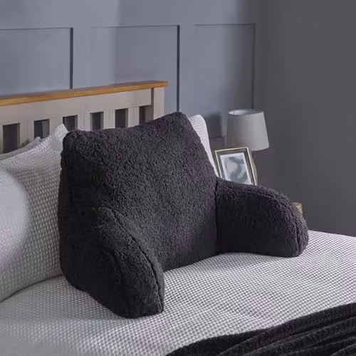 OHS Teddy Fleece Reading Pillow with Arms for Adults in Black W/D/H: 60 x 40 x 60 cm