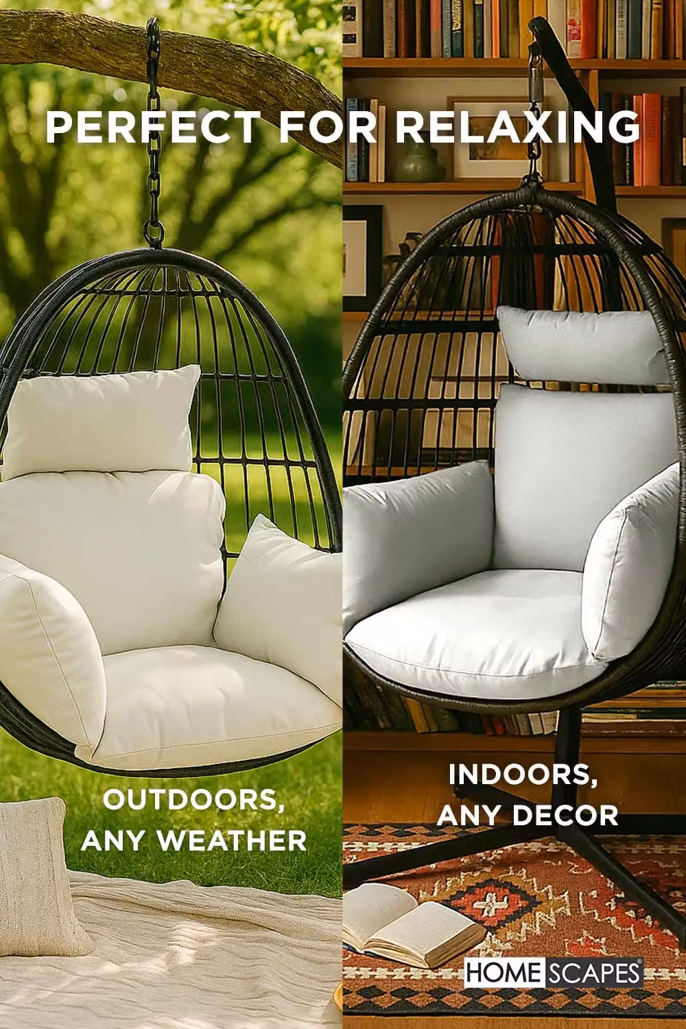 Homescapes Luxury Soft Waterproof Egg Chair Cushion in Beige – 3