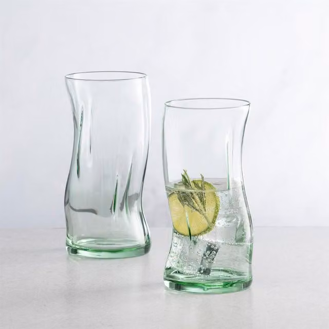 Pasabahce Tumbler Glass Set, Green and Blue, 440 ml, Pack of 8