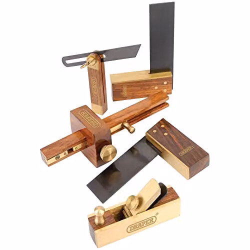 Draper 32272 Mini Woodwork Set, 5 Piece Blue Alloy Steel and Brass Set