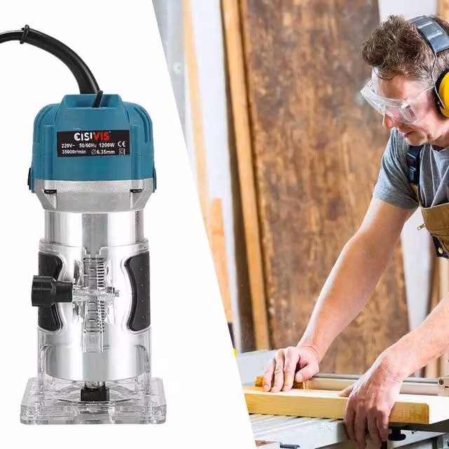 SPETLEK 1200W 1/4 inch 35000RPM Electric Hand Trimmer Palm Router in Blue and Multicolour