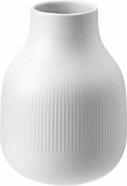 Kingsbury Gifts Minimalist Ceramic Ribbed Round Tabletop Vase in White and Pink