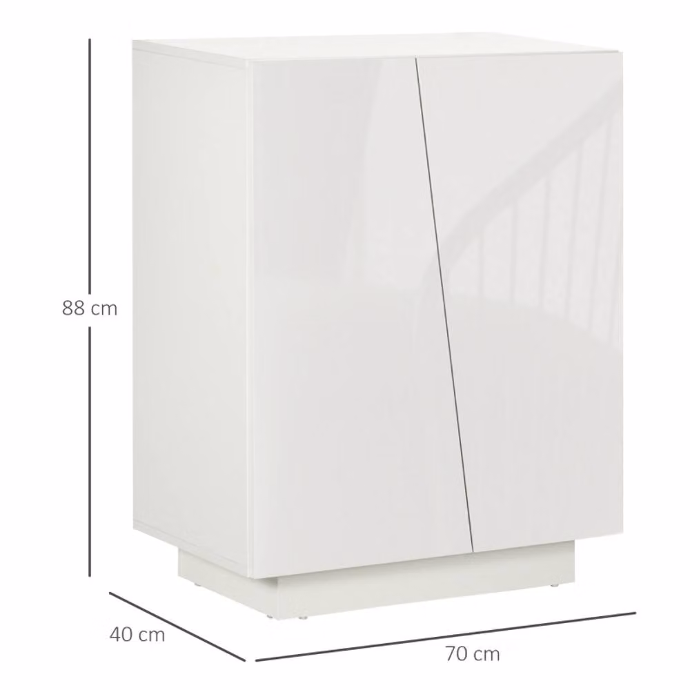 STILVORA Modern White Glossy Freestanding Storage Cabinet with Hinged Doors and Internal Shelves – 4