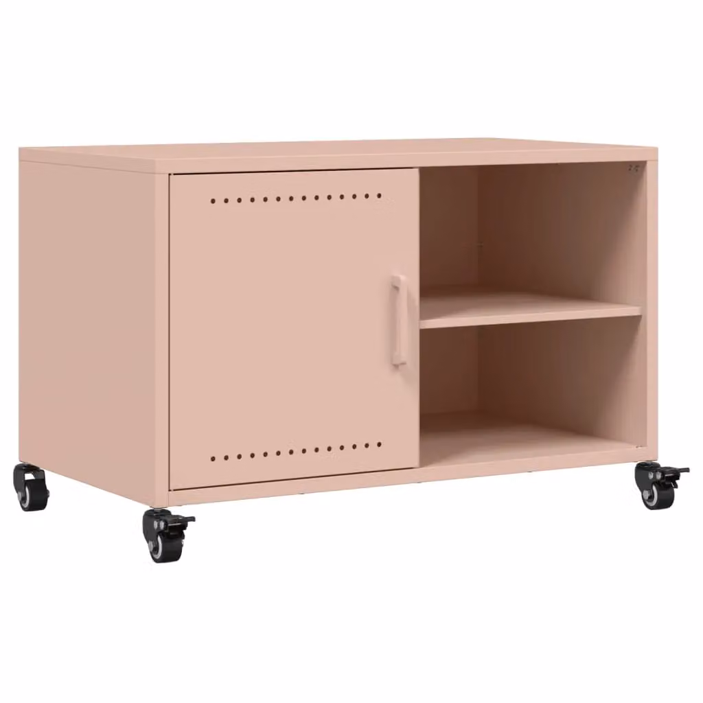 Berkfield Home Modern Pink Matt Metal TV Cabinet W/D/H: 68 x 39 x 43.5 cm – 2