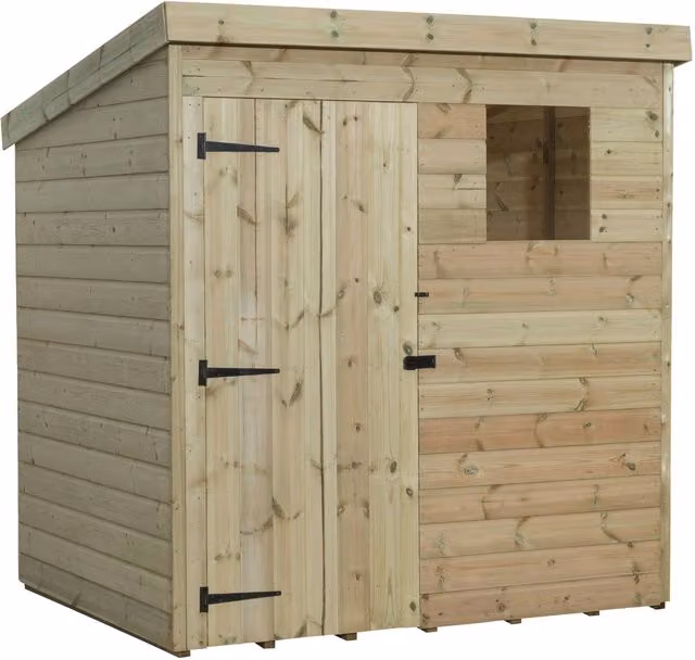 Empire Sheds Empire 1500 5x4 Pent Garden Shed with Left Side Single Door and Window in Green