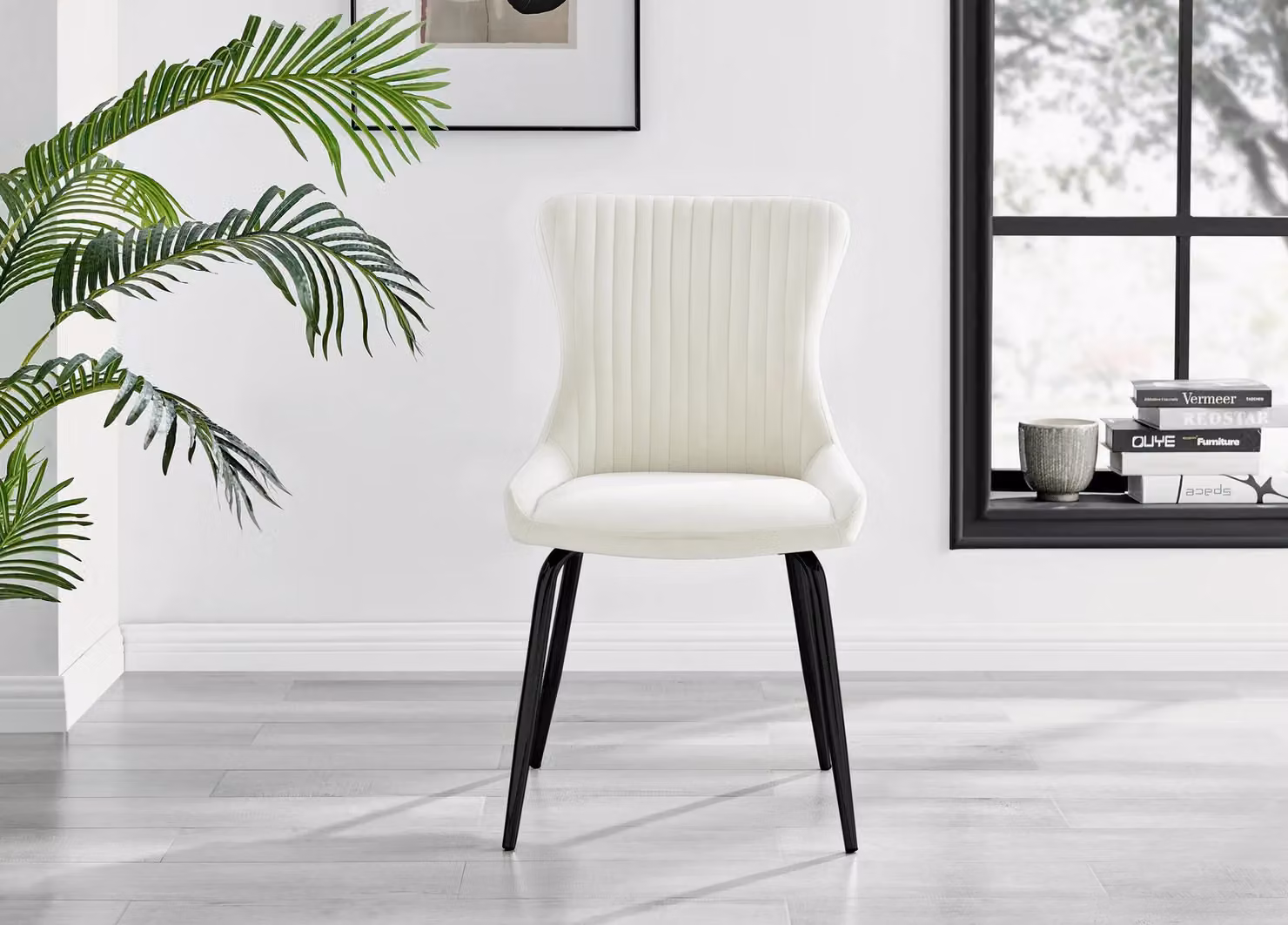 FurnitureboxUK Carson White Marble Effect Square Dining Table and 2 Nora Velvet Chairs in Cream – 3