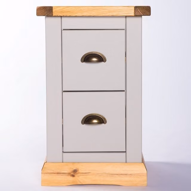Cabinet Bits Bomporto 2 Drawer Petite Bedside Cabinet in Grey with Gold Details