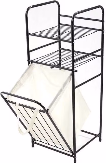 EONLION 3 Tier Black Laundry Basket Storage Shelf and Bathroom Rack – 1
