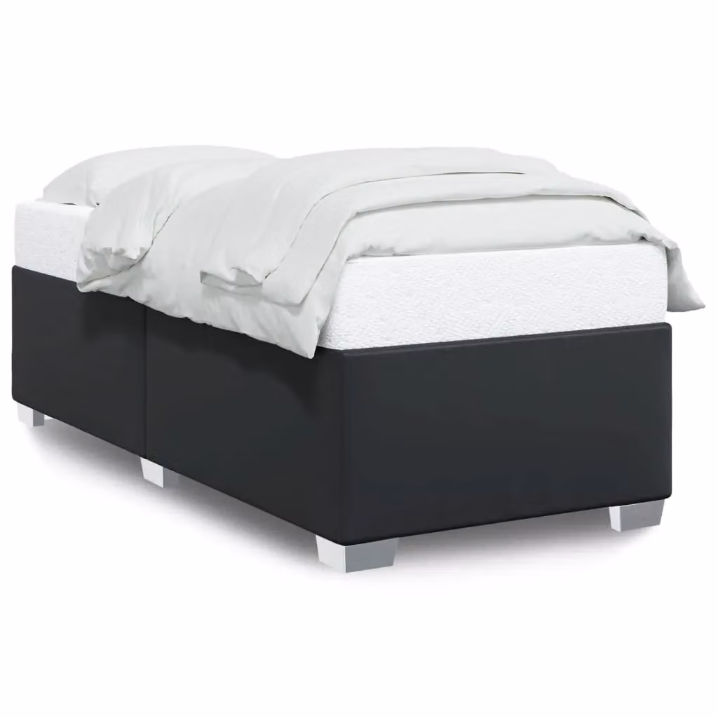 Berkfield Home Single Upholstered Bed Frame in Black Faux Leather, W/D/H: 90 x 190 cm – 2